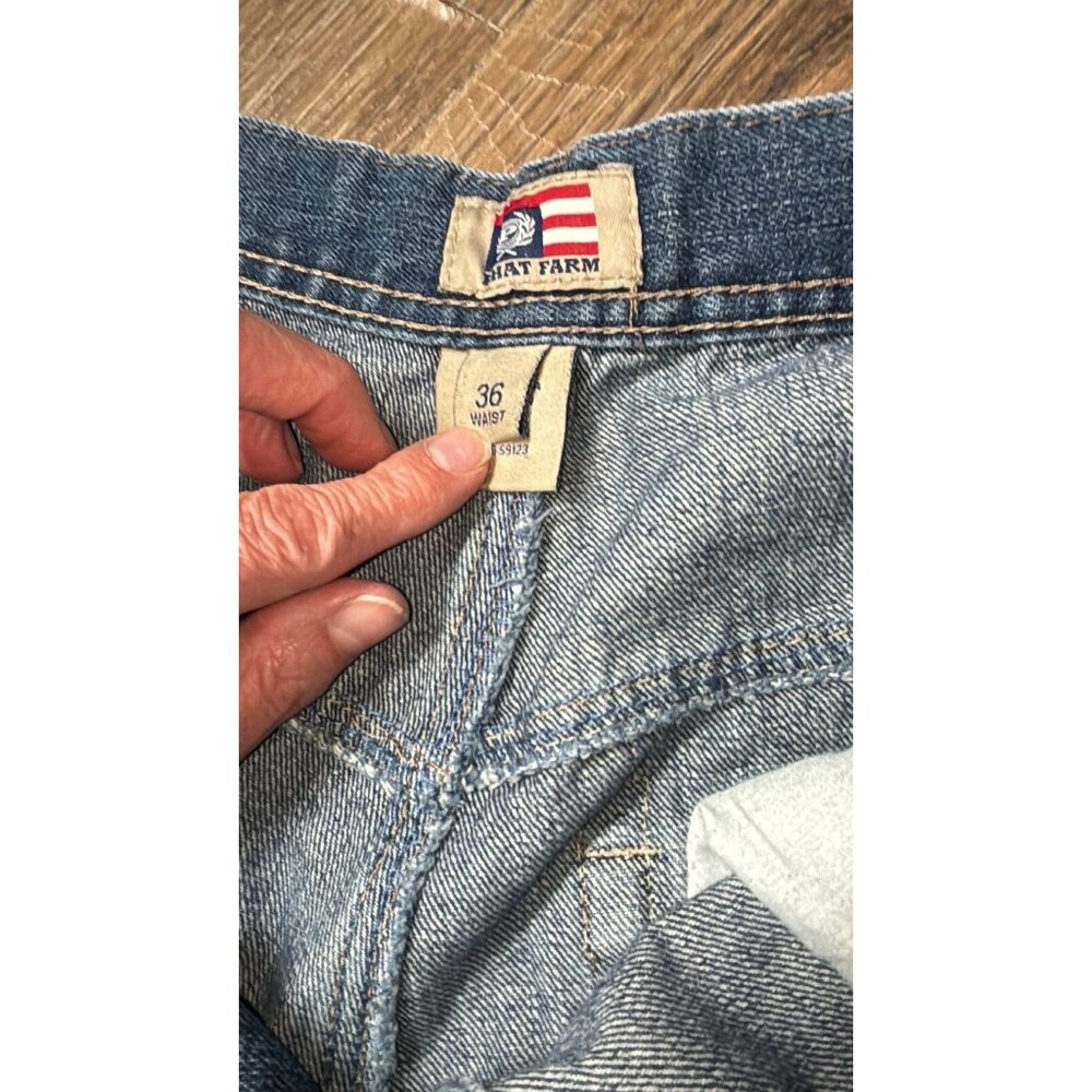 Vintage Phat Farm Shorts Men’s Blue Denim Embroidered Back Pocket,‎ 36x10 tag 36 - Picture 6 of 7